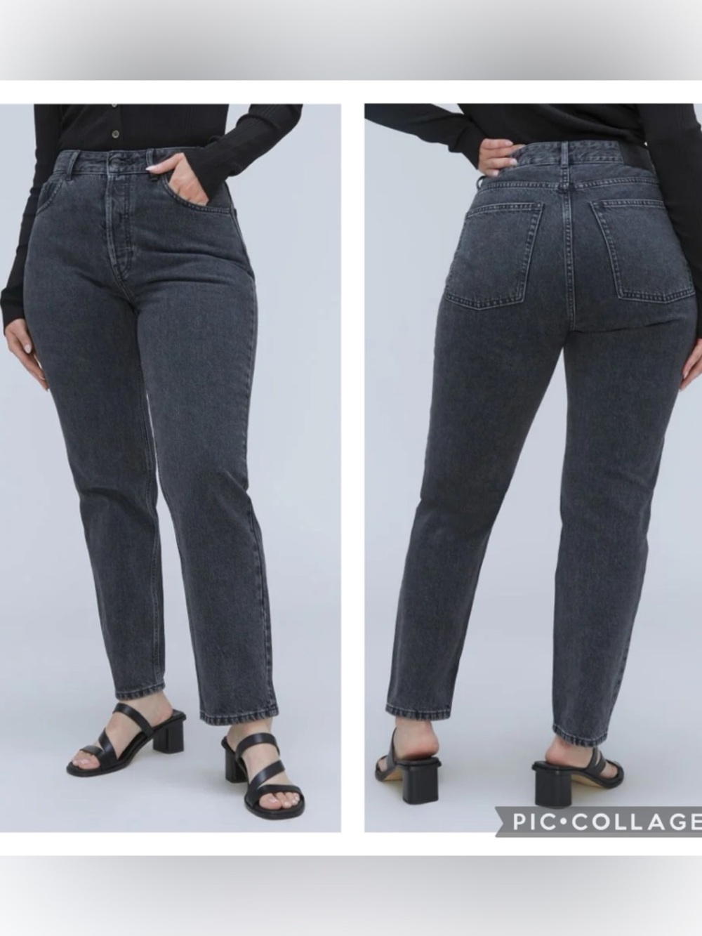 EUC Everlane The Curvy 90’s Cheeky Straight High-Rise Jeans in Washed Black